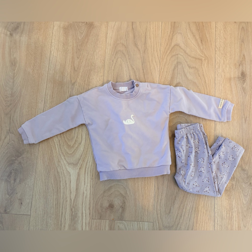 Lilac Girls Sweatshirt and Floral Pants Set